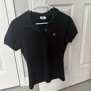 Lacoste Black Fitted Short Sleeve Polo